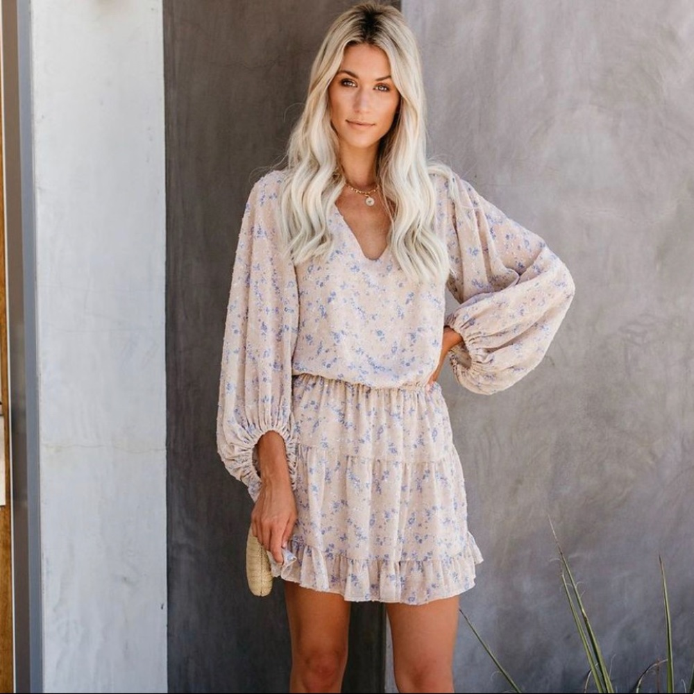 Vivi Dolls Dotted Balloon Sleeved Dress - Size M